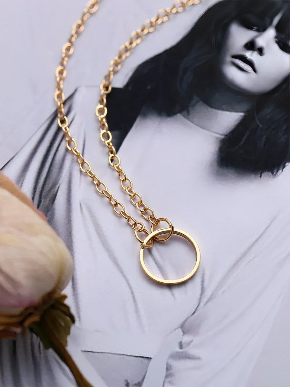 Gold Plated Stylish Ring Necklace