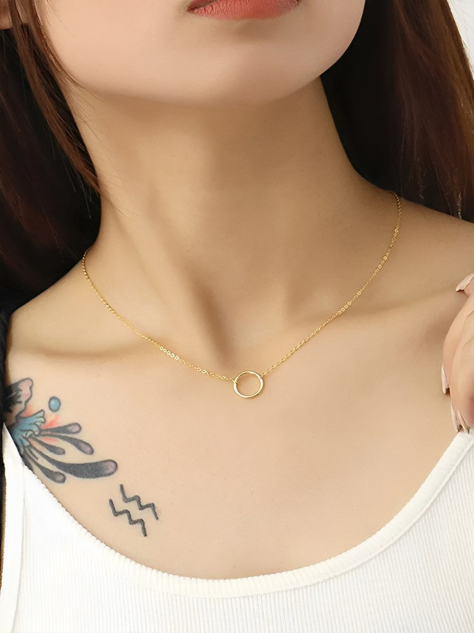 Gold Plated Stylish Ring Necklace