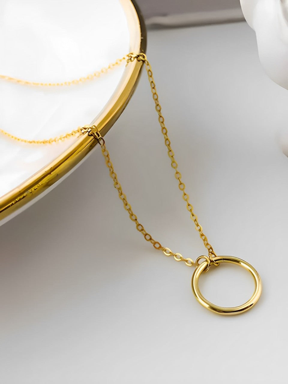 Gold Plated Stylish Ring Necklace